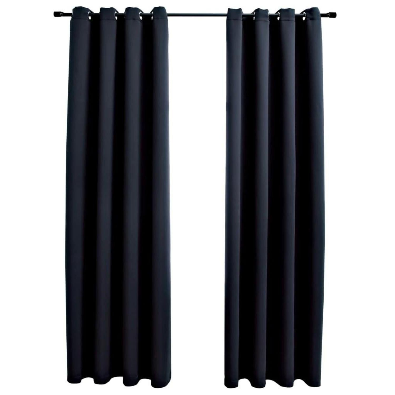 GOMINIMO Blackout Window Curtains for Thermal Insulated Room (Set of 2, W132cm x D213cm, Black) GO-CNB-106-MM - SILBERSHELL