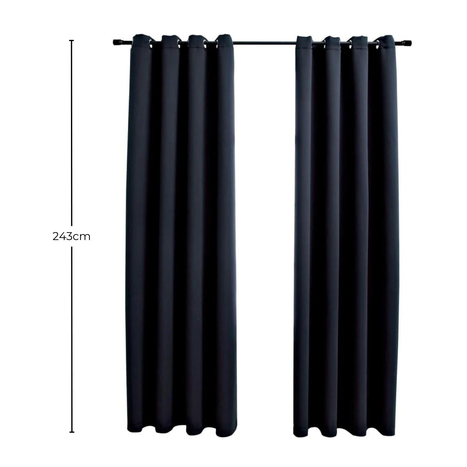 GOMINIMO Blackout Window Curtains for Thermal Insulated Room (Set of 2, W132cm x D243cm, Black) GO-CNB-113-MM - SILBERSHELL