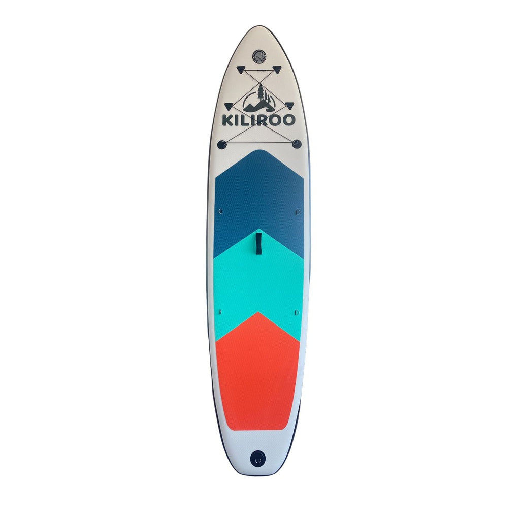KILIROO Inflatable Stand Up Paddle Board Balanced SUP Portable Ultralight, 10.5 x 2.5 x 0.5 ft, with EVA Anti-Slip Pad Grey, Tiffany Blue & Red - SILBERSHELL