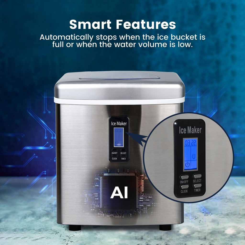 Miraklass Ice Maker Machine Stainless Steel 3.2L - SILBERSHELL