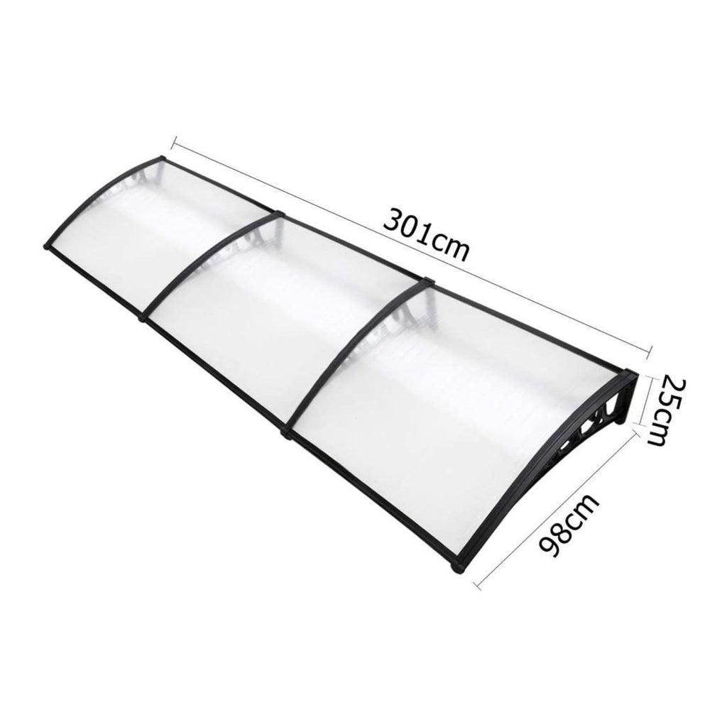 NOVEDEN Window Door Awning Canopy Outdoor UV Patio Rain Cover Clear White 1M X 3M Type 3 NE-AG-106-SU - SILBERSHELL