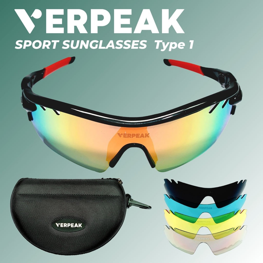 Verpeak Sport Sunglasses Type 1 ( Black frame with red end tip) VP-SS-100-PB - SILBERSHELL