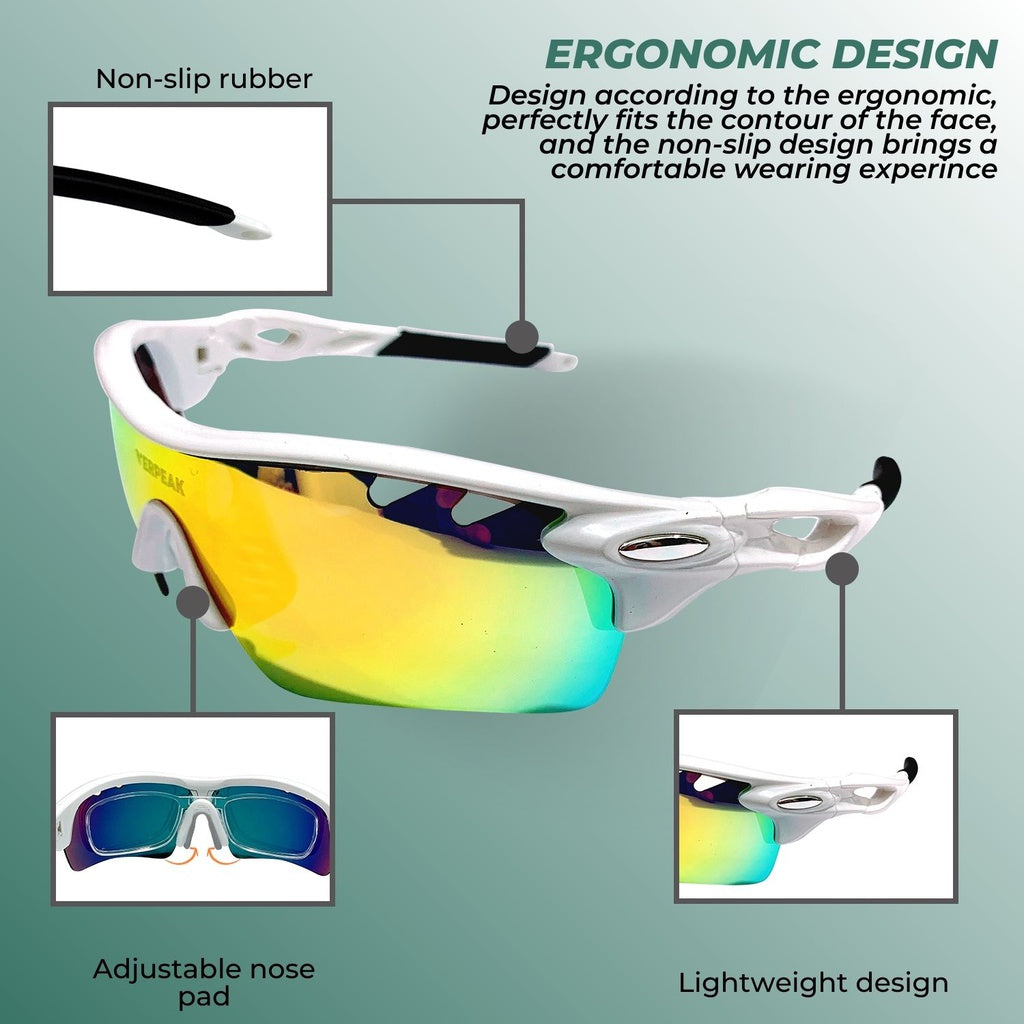 Verpeak Sport Sunglasses Type 2 (White frame with black end tip) VP-SS-103-PB - SILBERSHELL