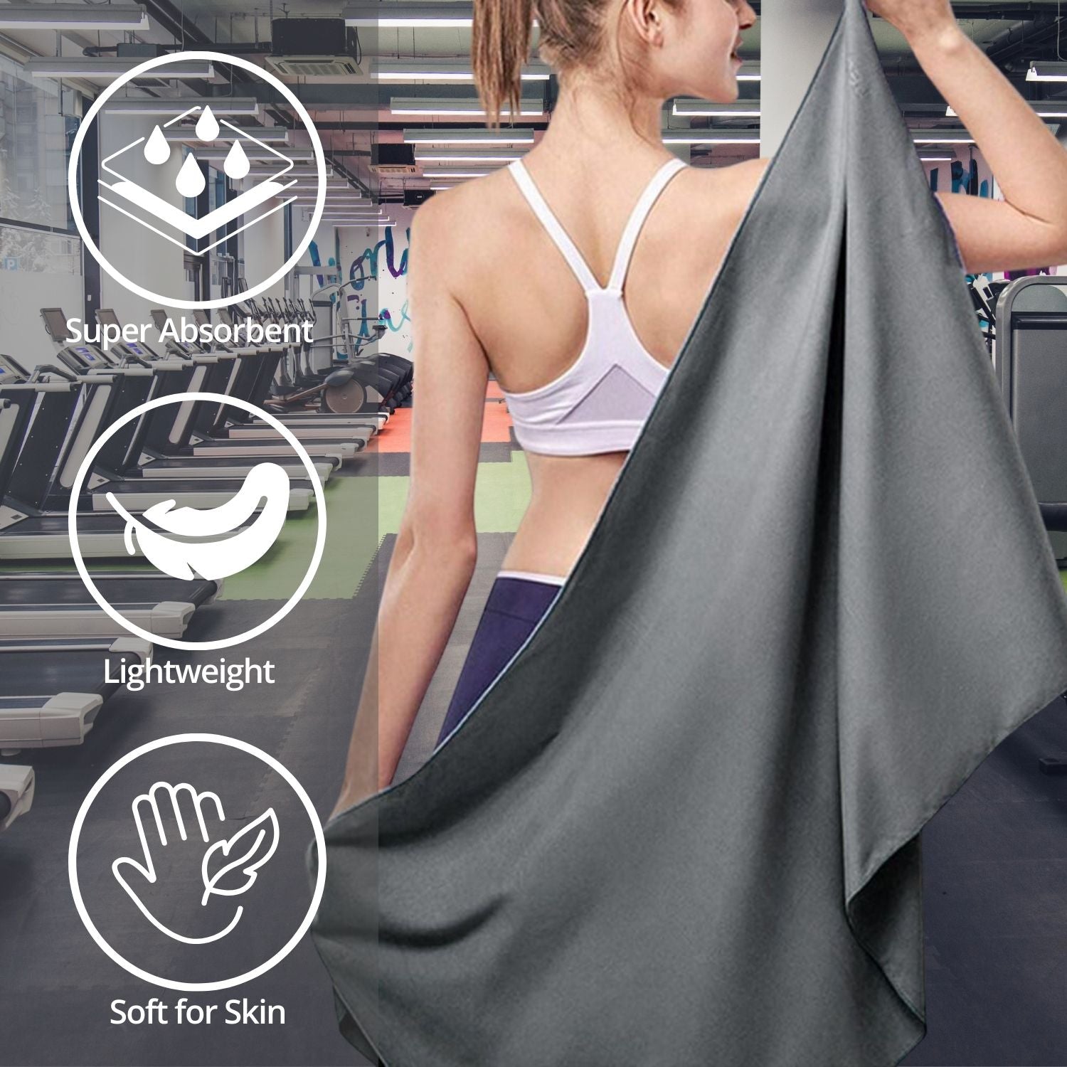 VERPEAK Quick Dry Gym Sport Towel 80*130CM (Grey) VP-QDT-101-JLJD - SILBERSHELL