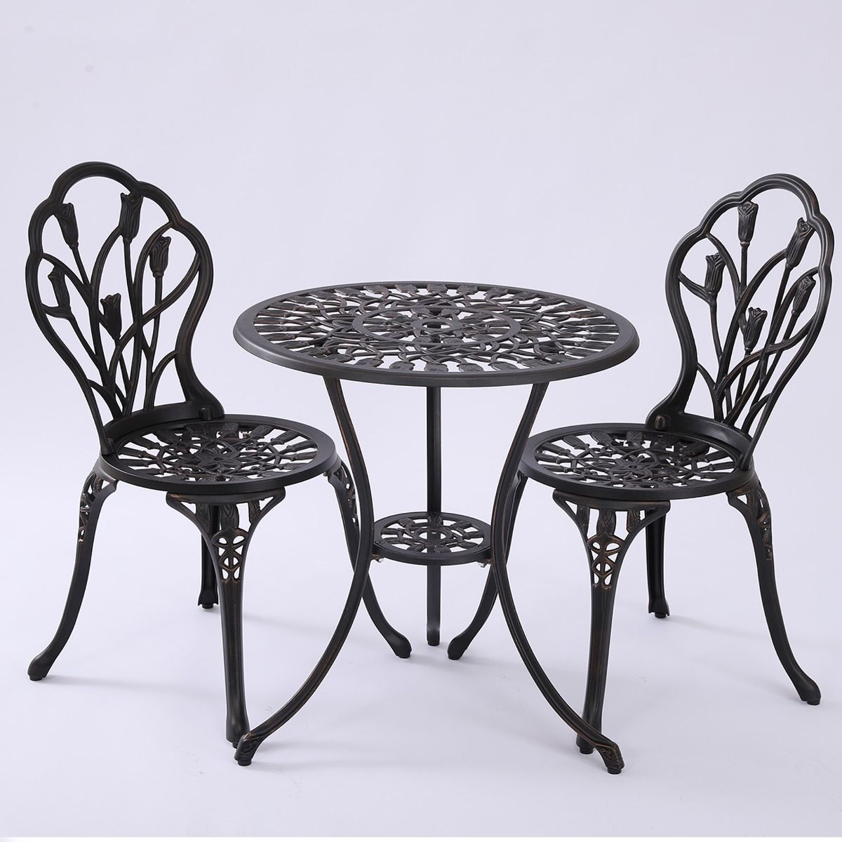 2 Seater Dominique Cast Aluminium Bistro Set - SILBERSHELL