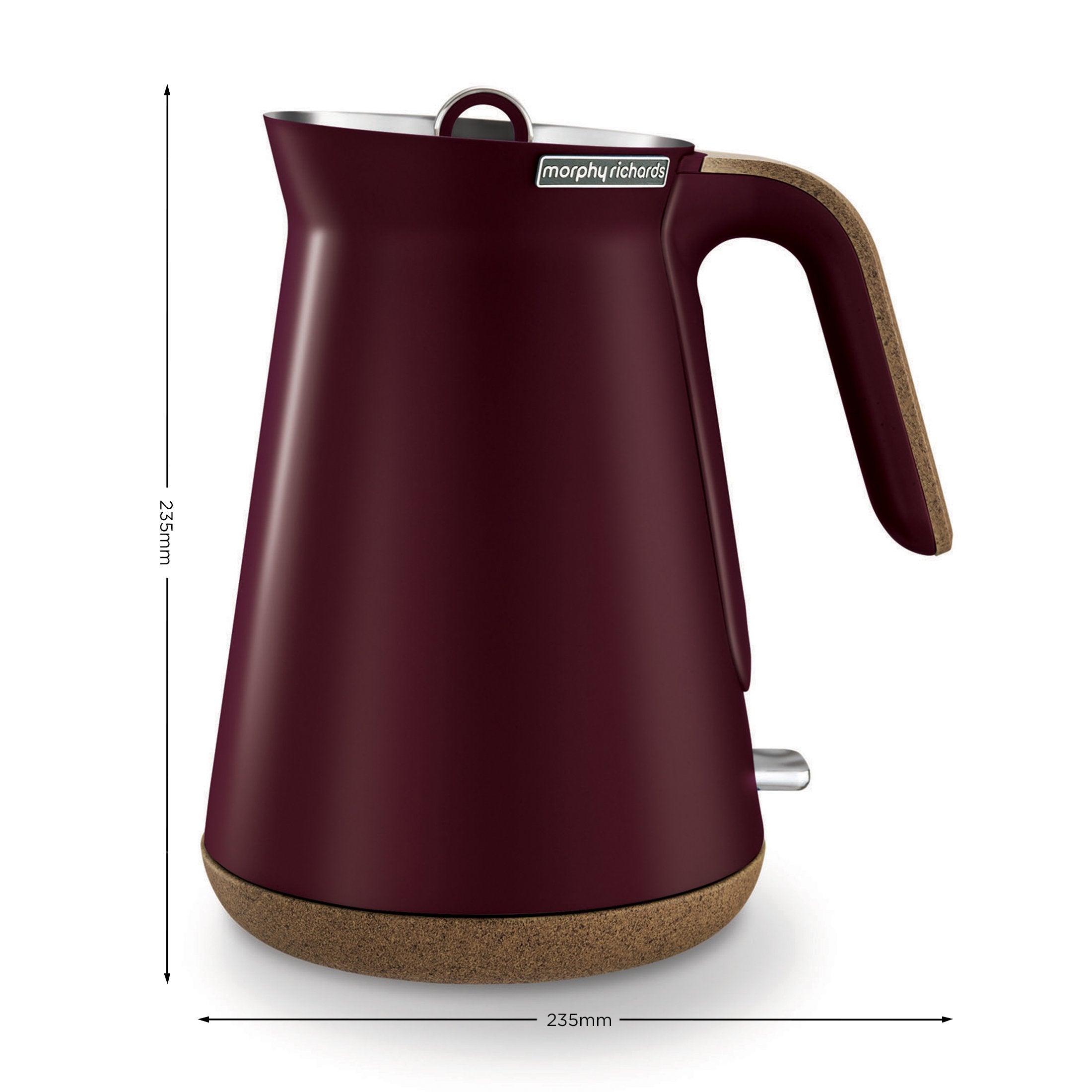Morphy Richards 1.5L Aspect Kettle - Maroon with Cork-Effect Trim - SILBERSHELL