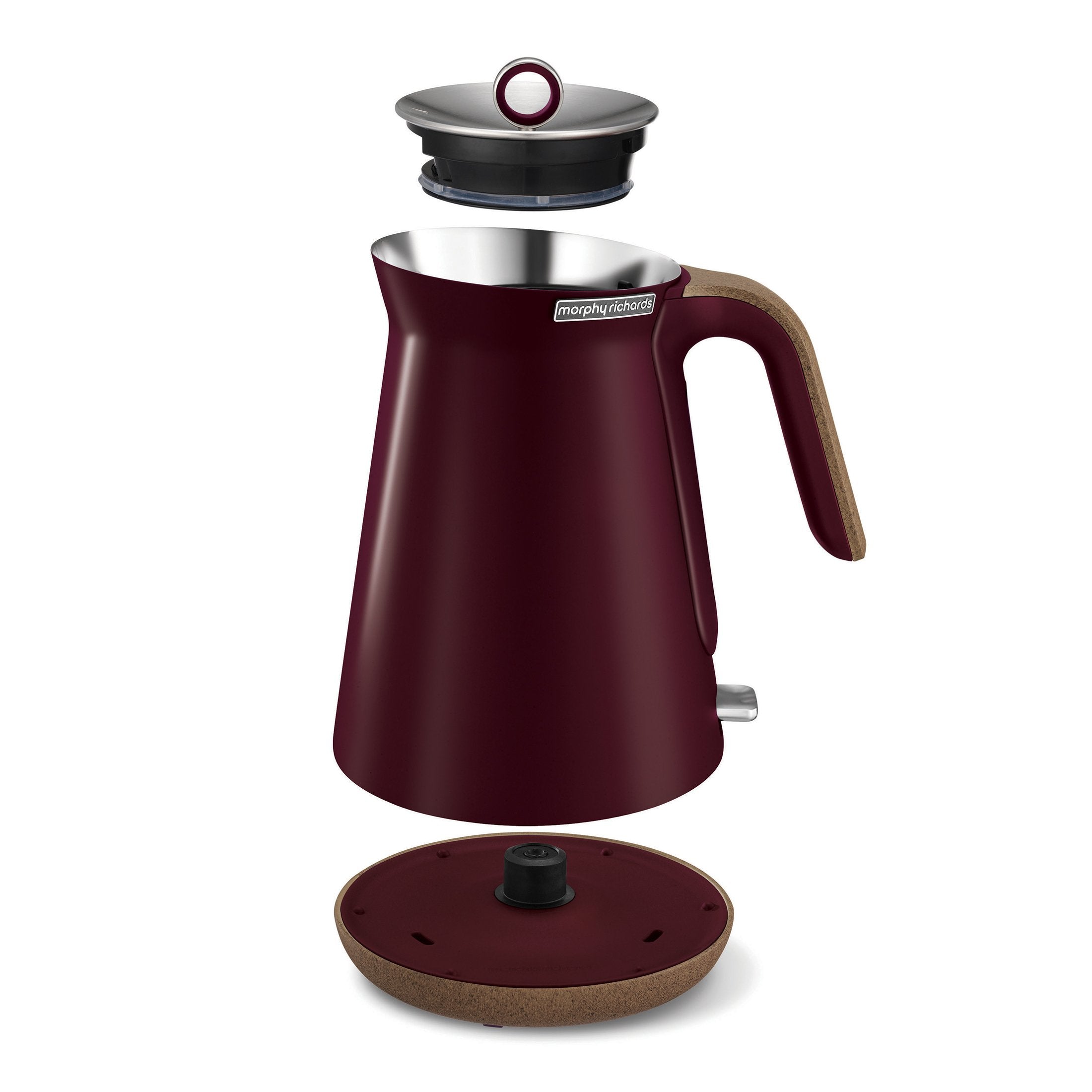 Morphy Richards 1.5L Aspect Kettle - Maroon with Cork-Effect Trim - SILBERSHELL