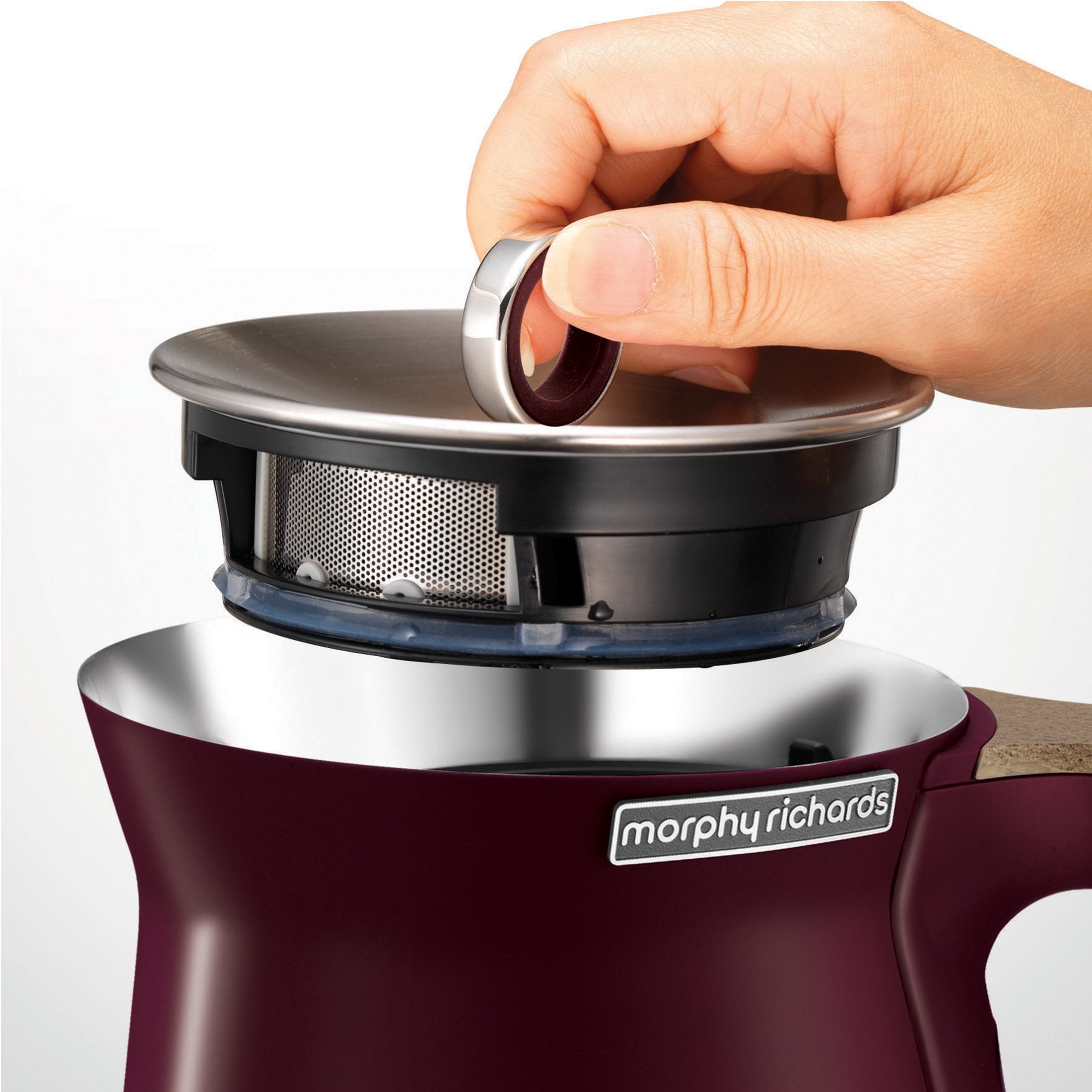 Morphy Richards 1.5L Aspect Kettle - Maroon with Cork-Effect Trim - SILBERSHELL