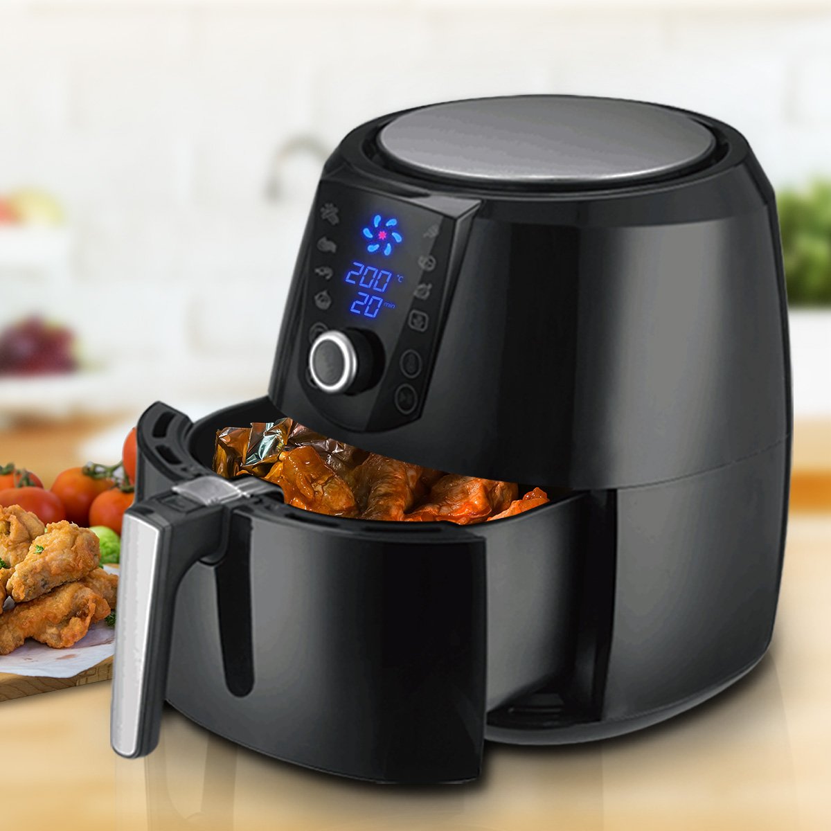 Pronti 7.2l Electric Air Fryer - 1800w Healthy Cooker For Oil-free Low-fat Cooking Kitchen Bench-top Oven Oil Free Low Fat - Black - SILBERSHELL