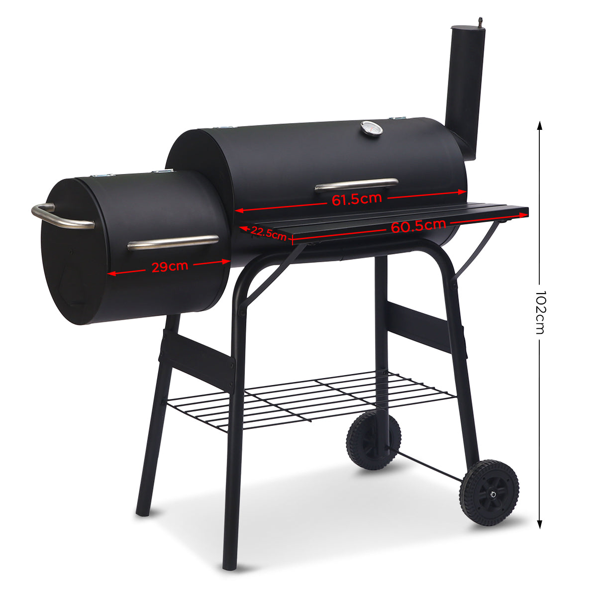 Wallaroo 2-in-1 Outdoor Barbecue Grill & Offset Smoker - SILBERSHELL