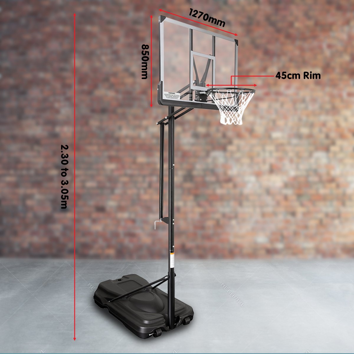 Kahuna Height-Adjustable Basketball Portable Hoop for Kids and Adults - SILBERSHELL