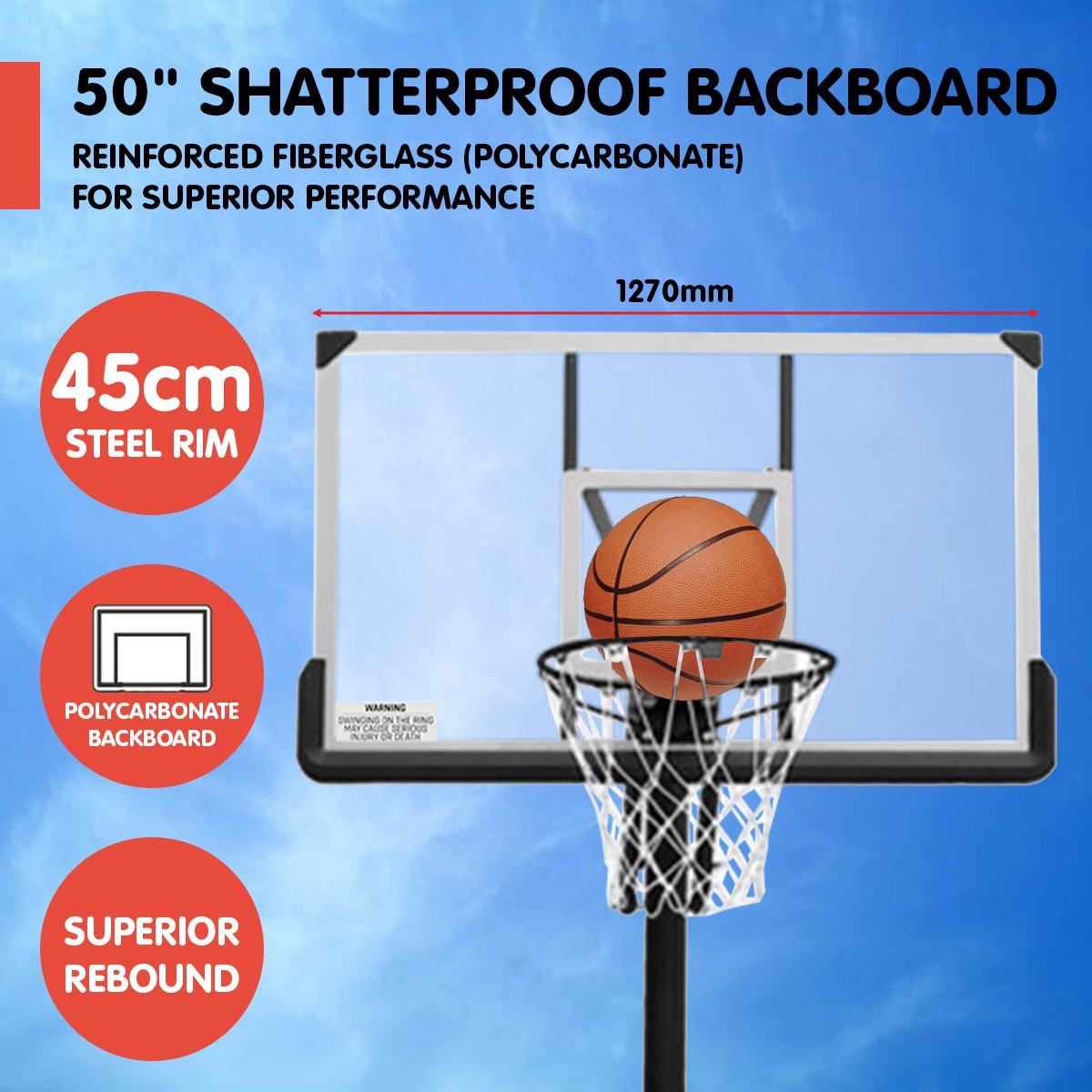 Kahuna Height-Adjustable Basketball Portable Hoop for Kids and Adults - SILBERSHELL