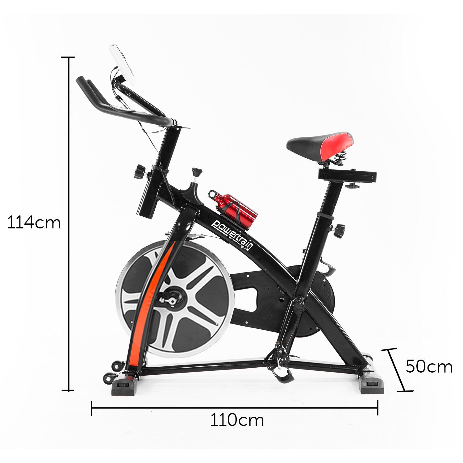 Powertrain Home Gym Flywheel Exercise Spin Bike - Black - SILBERSHELL