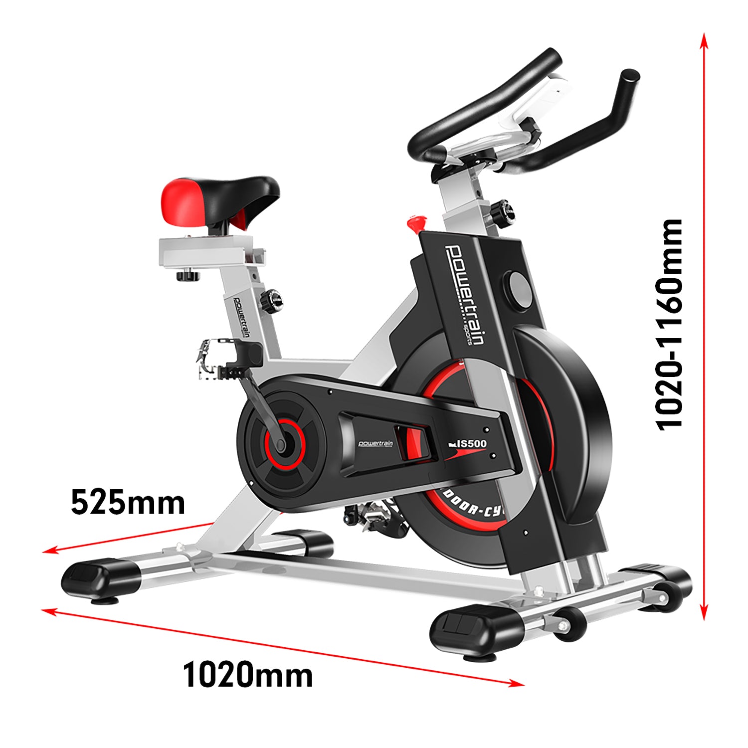 Powertrain IS-500 Heavy-Duty Exercise Spin Bike Electroplated - Silver - SILBERSHELL