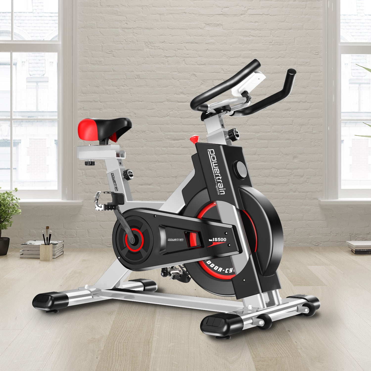 Powertrain IS-500 Heavy-Duty Exercise Spin Bike Electroplated - Silver - SILBERSHELL