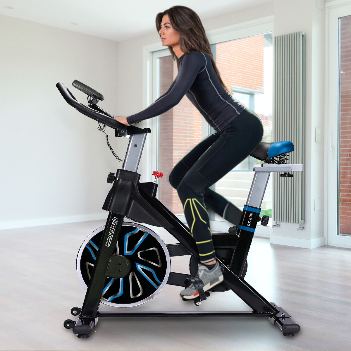 PowerTrain RX-600 Exercise Spin Bike Cardio Cycle - Blue - SILBERSHELL