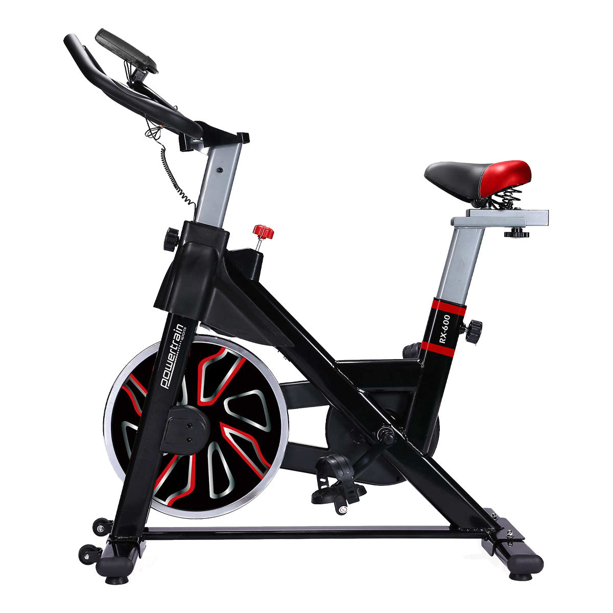 Powertrain RX-600 Exercise Spin Bike Cardio Cycle - Red - SILBERSHELL