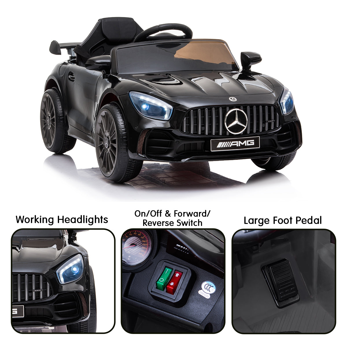 Kahuna Mercedes Benz Licensed Kids Electric Ride On Car Remote Control - Black - SILBERSHELL