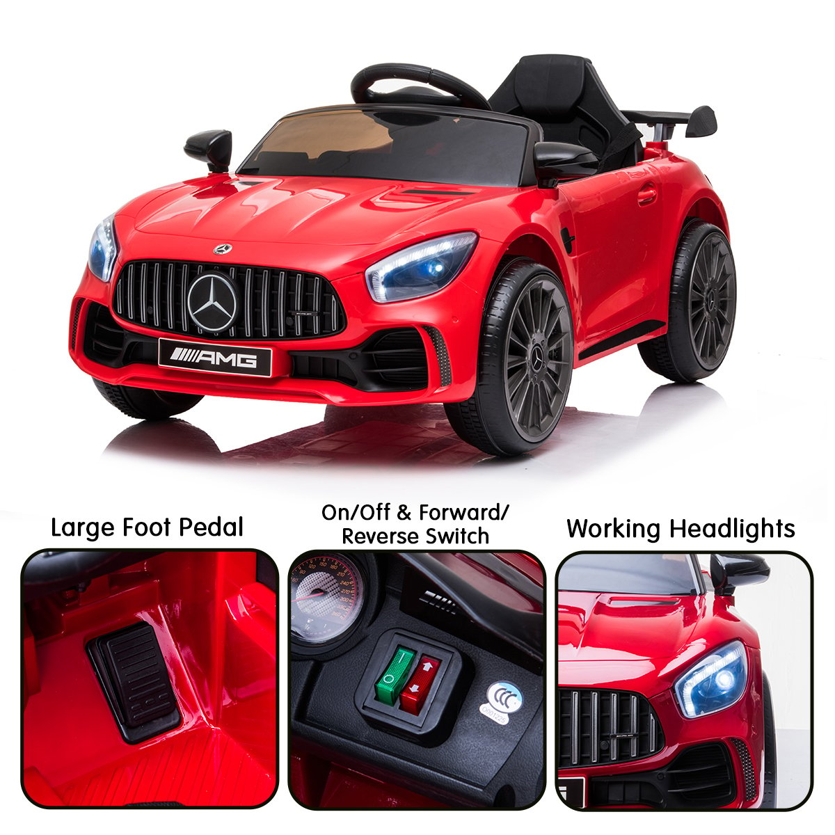 Kahuna Mercedes Benz Licensed Kids Electric Ride On Car Remote Control - Red - SILBERSHELL