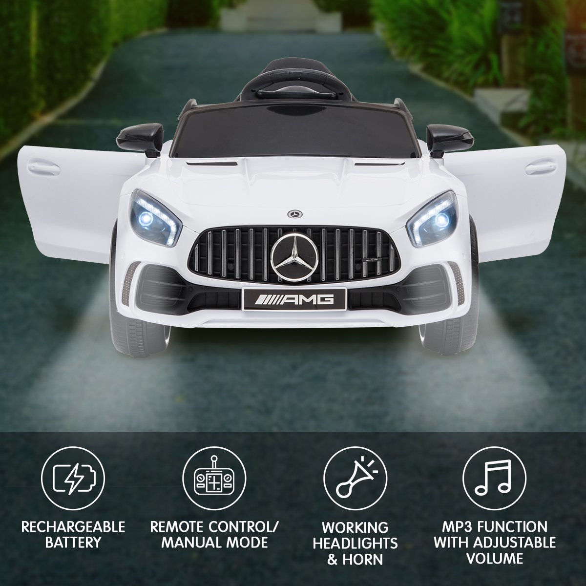 Kahuna Mercedes Benz Licensed Kids Electric Ride On Car Remote Control - White - SILBERSHELL