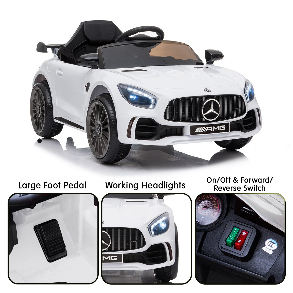 Kahuna Mercedes Benz Licensed Kids Electric Ride On Car Remote Control - White - SILBERSHELL