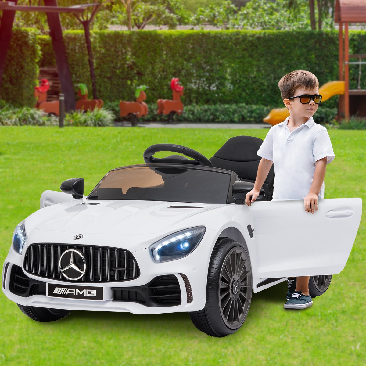 Kahuna Mercedes Benz Licensed Kids Electric Ride On Car Remote Control - White - SILBERSHELL