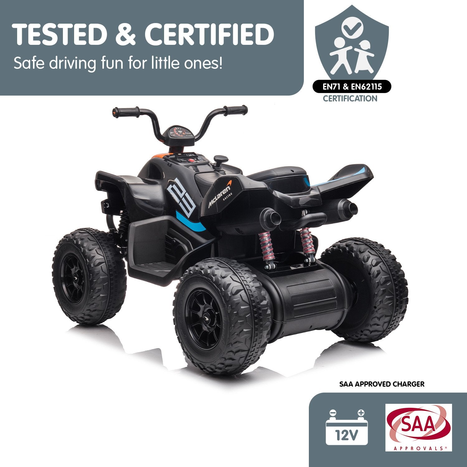 Kahuna MCL35 McLaren Ride On Electric Quad Bike - Black - SILBERSHELL