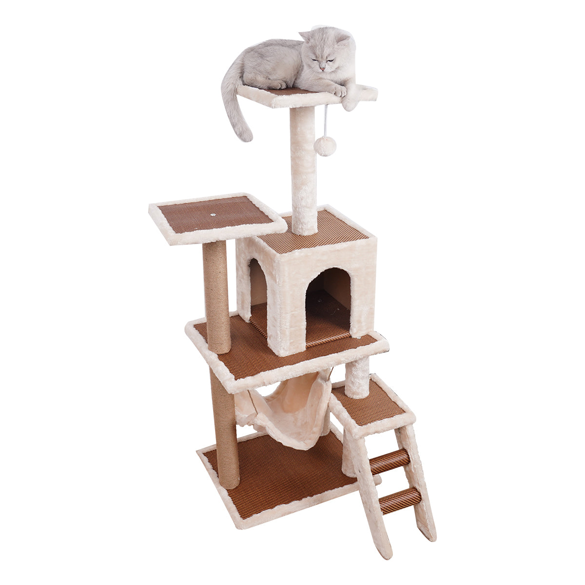 Furtastic 125cm Cat Tree Scratching Post - Beige - SILBERSHELL