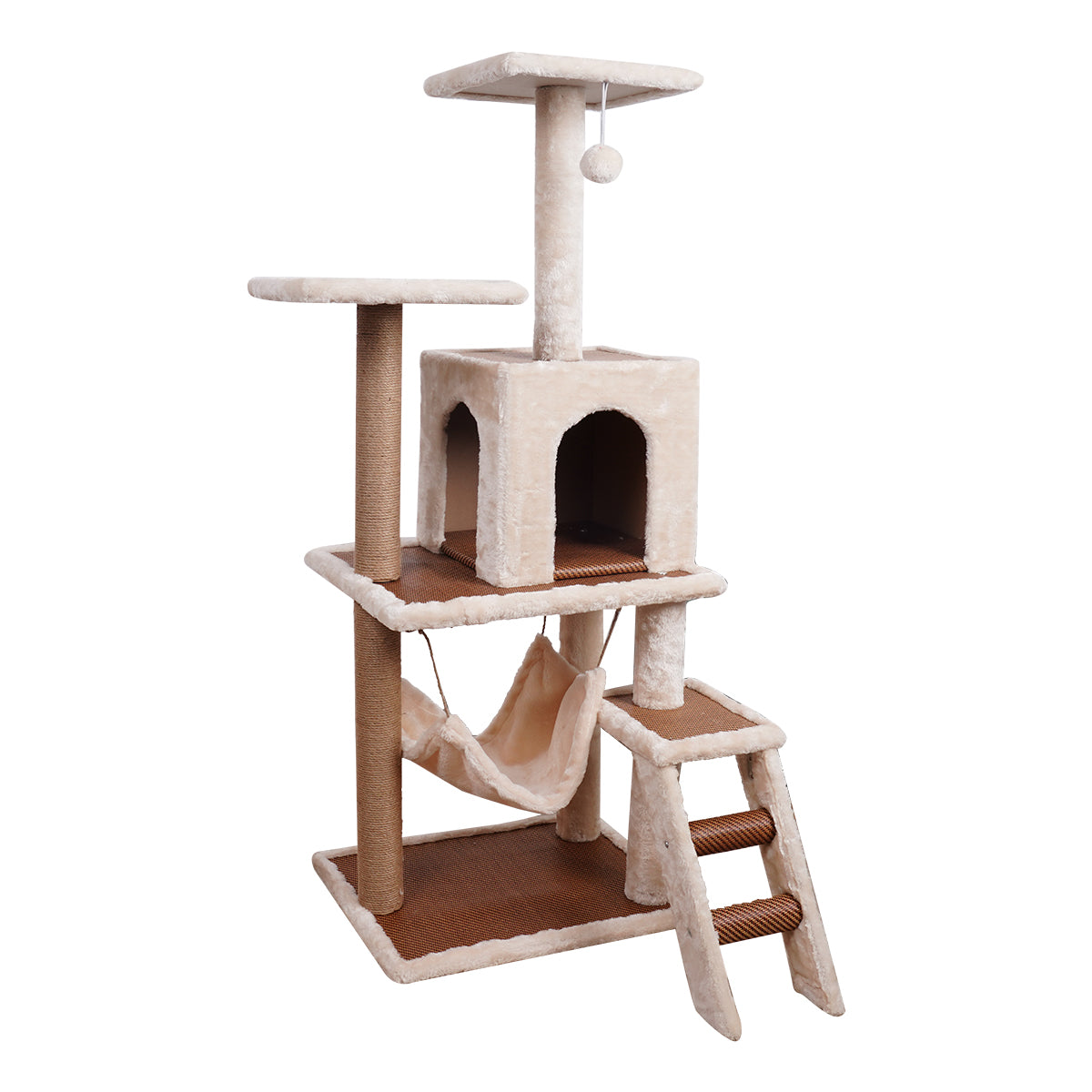 Furtastic 125cm Cat Tree Scratching Post - Beige - SILBERSHELL