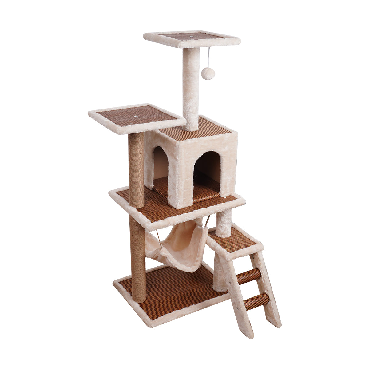 Furtastic 125cm Cat Tree Scratching Post - Beige - SILBERSHELL