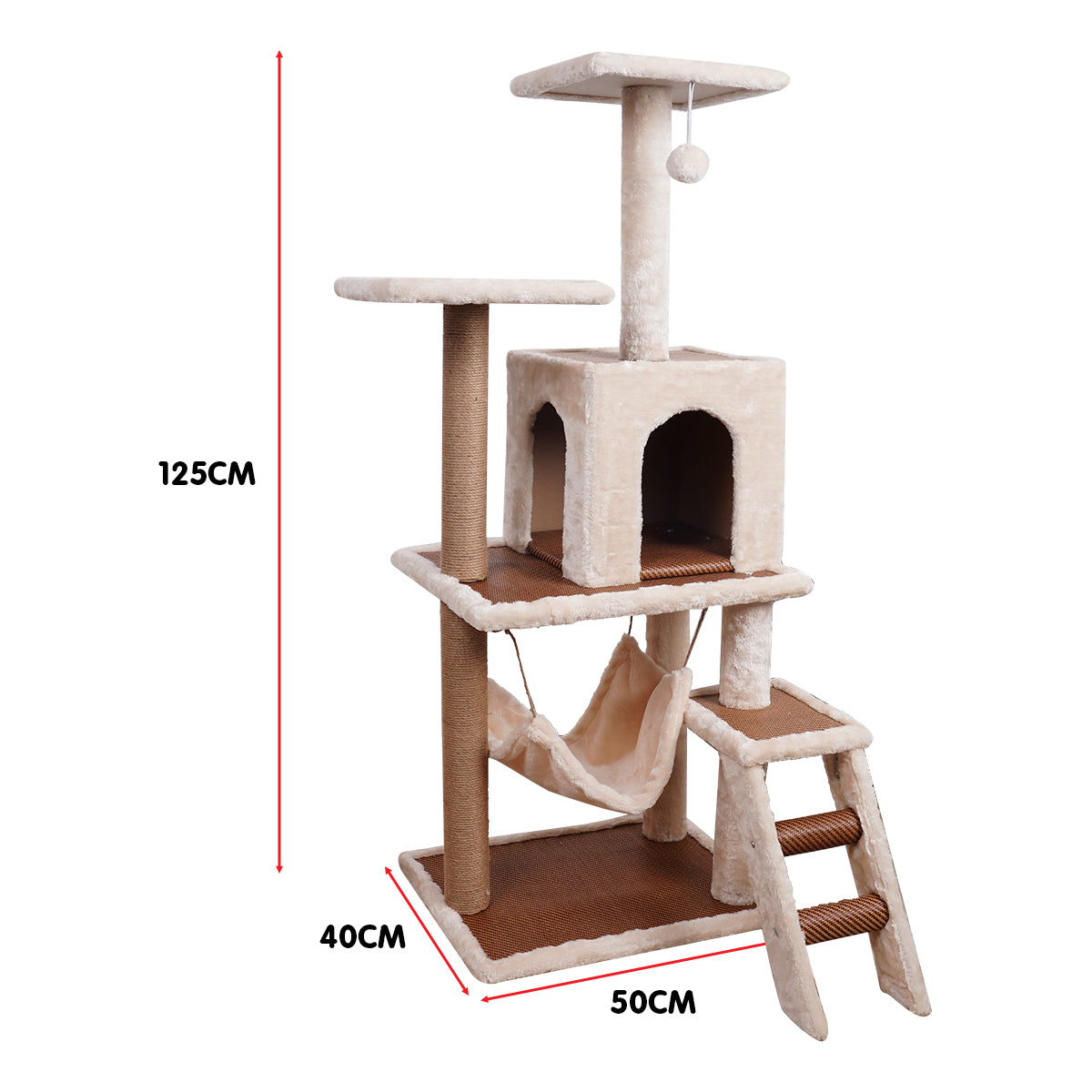 Furtastic 125cm Cat Tree Scratching Post - Beige - SILBERSHELL