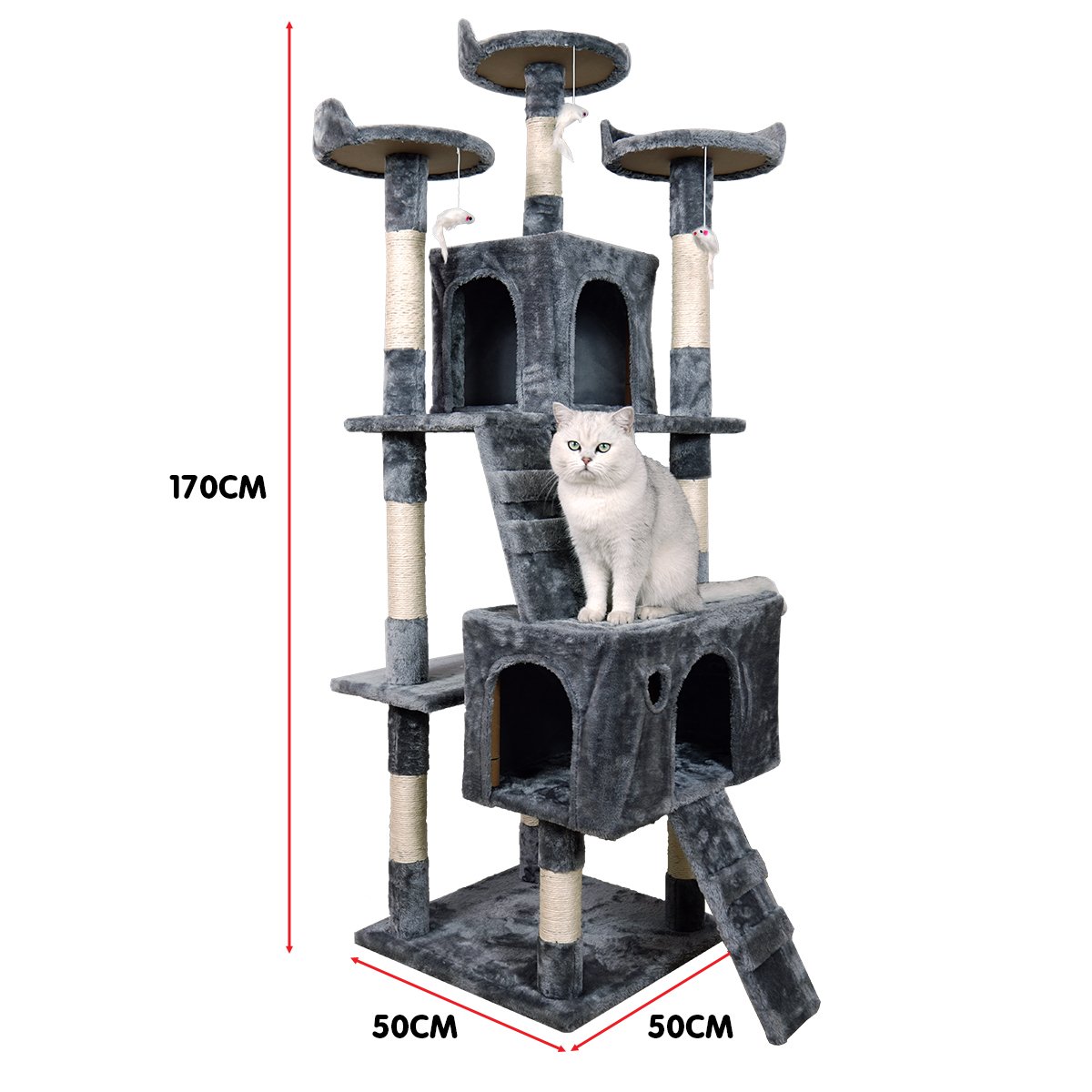 Furtastic 170cm Cat Tree Scratching Post - Dark Grey - SILBERSHELL