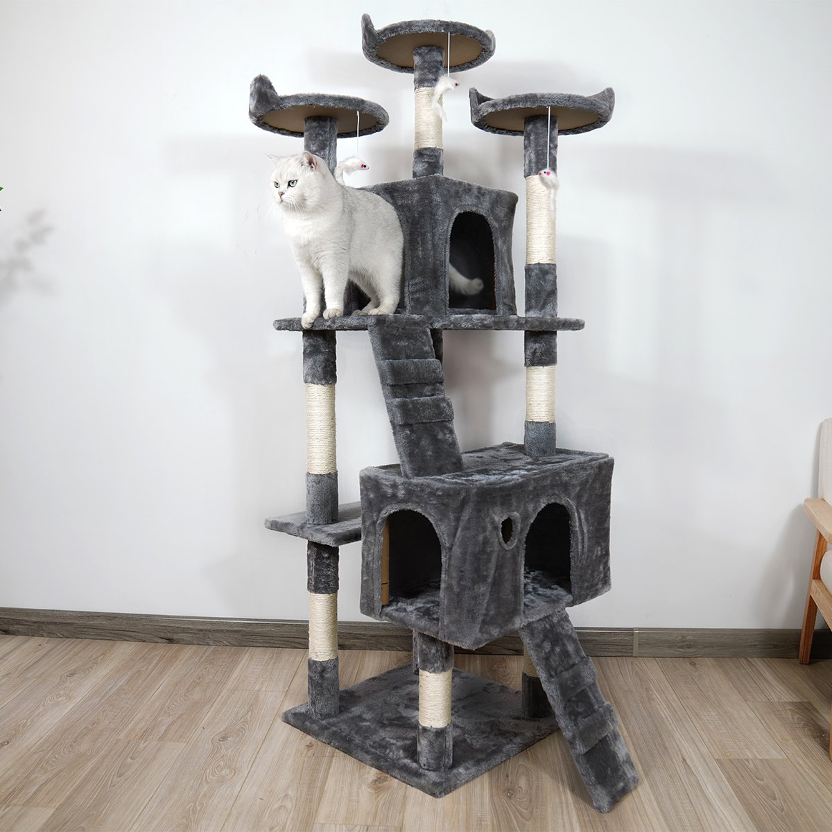 Furtastic 170cm Cat Tree Scratching Post - Dark Grey - SILBERSHELL