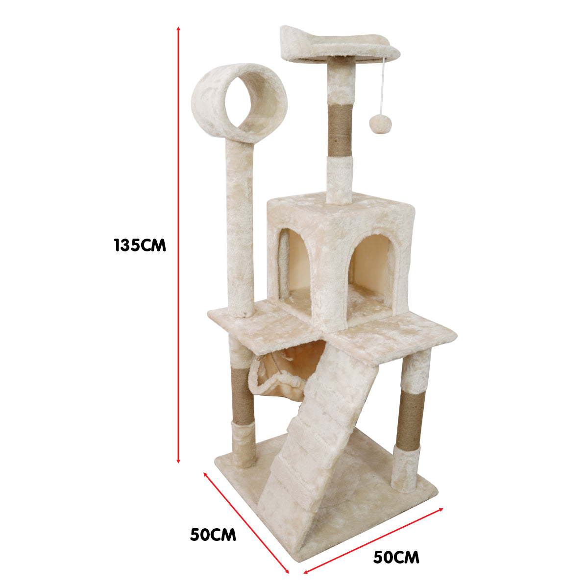 Furtastic 135cm Cat Tree Scratching Post - Beige - SILBERSHELL