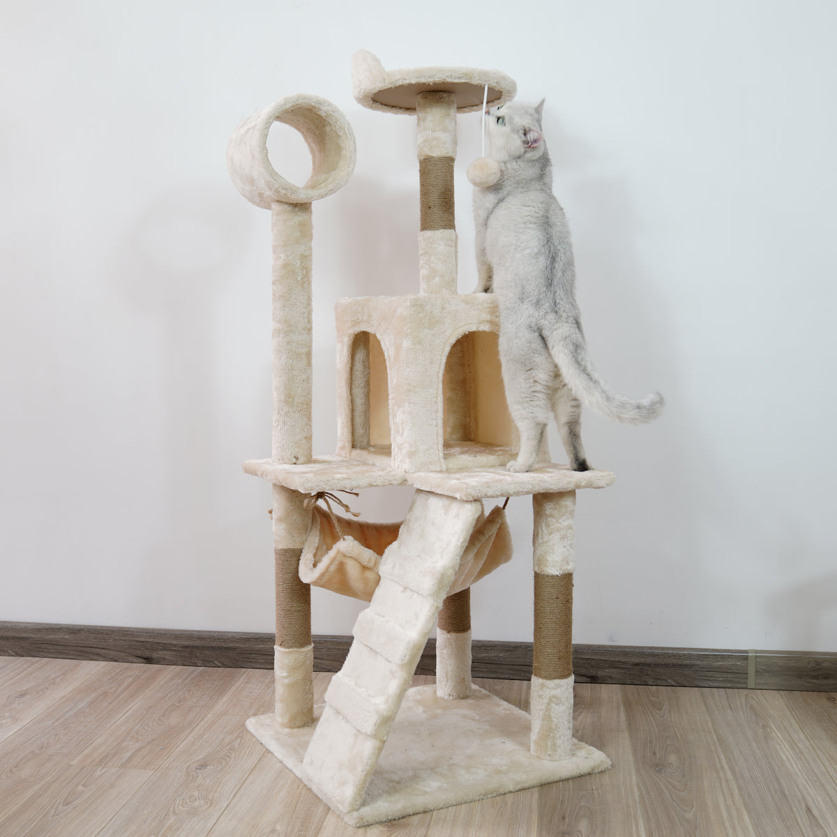 Furtastic 135cm Cat Tree Scratching Post - Beige - SILBERSHELL