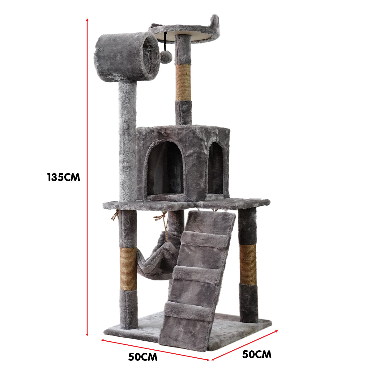 Furtastic 135cm Cat Tree Scratching Post - Silver Grey - SILBERSHELL