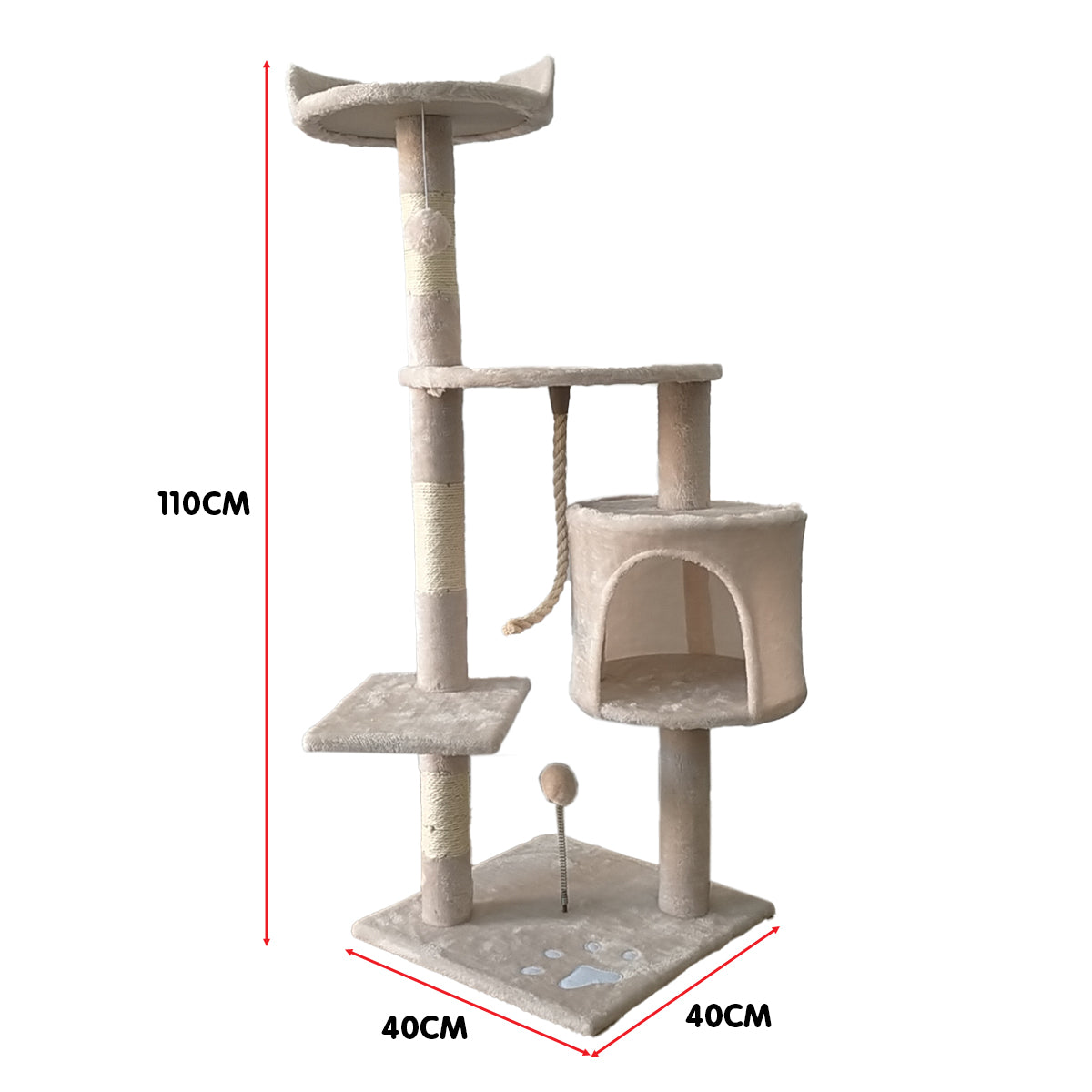 Furtastic 110cm Cat Tree Scratching Post - Beige - SILBERSHELL