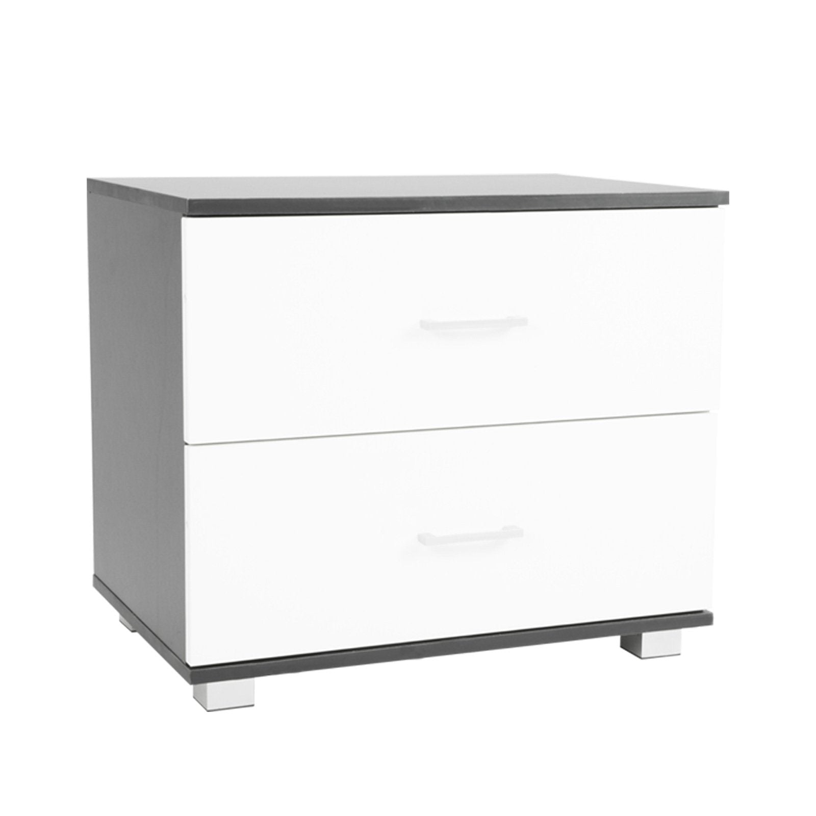 Sarantino Bedside Table Cabinet Storage Chest 2 Drawers Lamp Side Nightstand White Black - SILBERSHELL