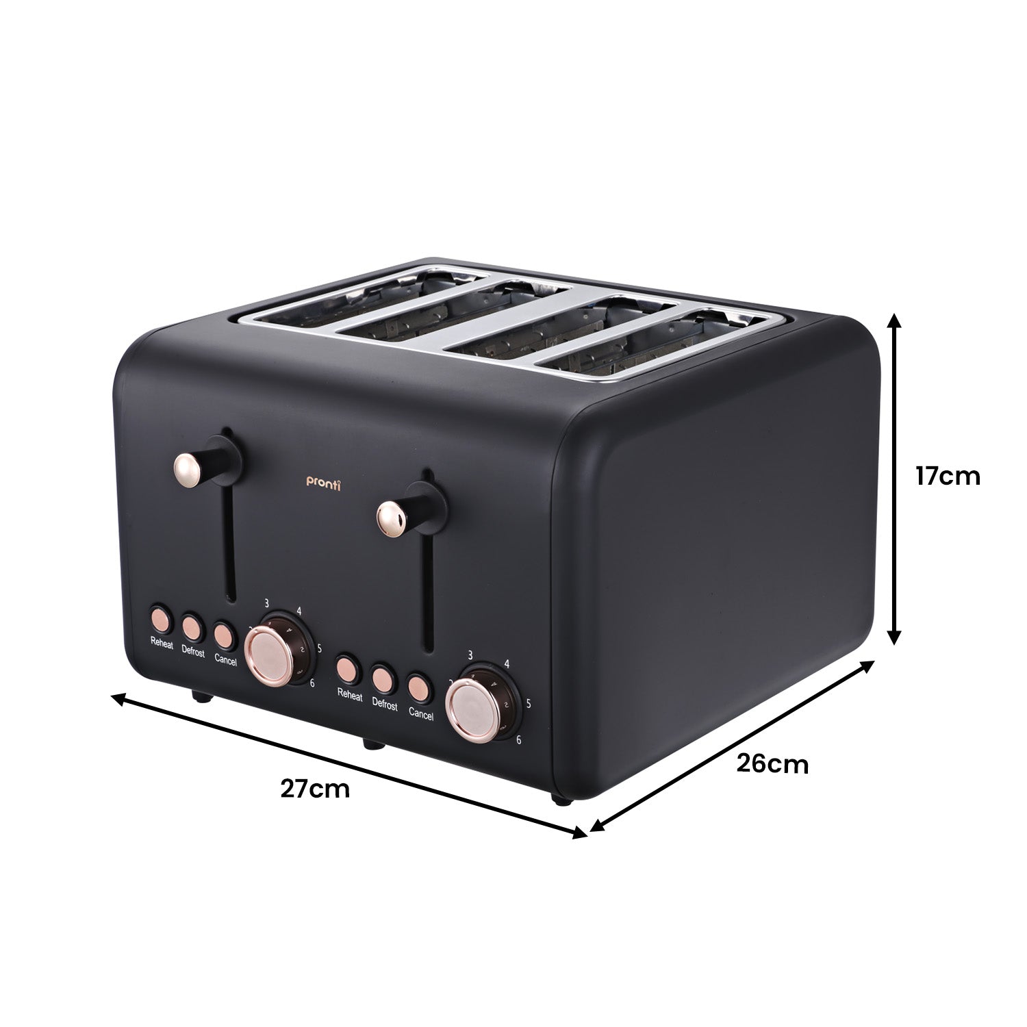 Pronti Toaster, Kettle & Coffee Machine Breakfast Set - Black - SILBERSHELL