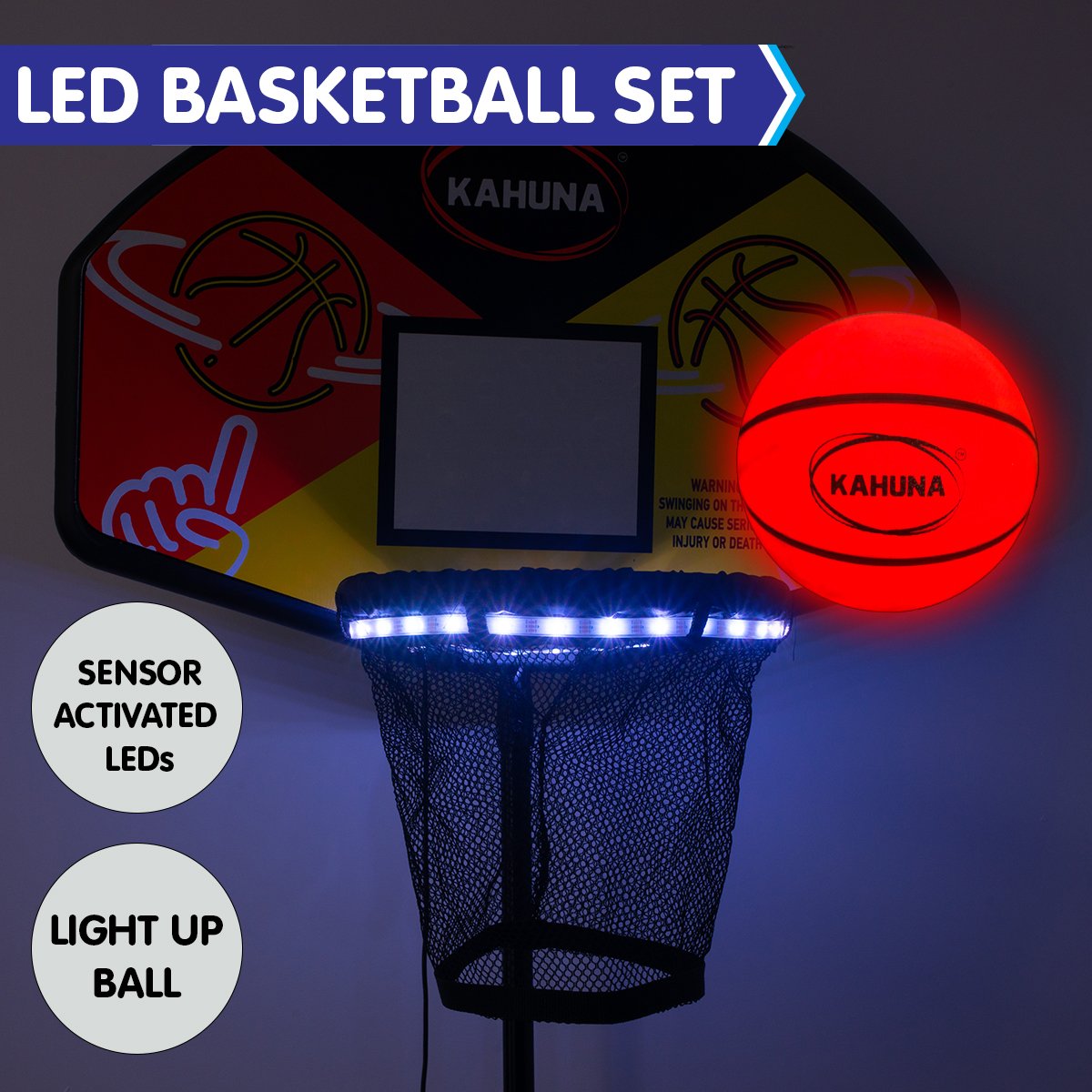 Kahuna Trampoline Led Basketball Hoop Set With Light-up Ball - SILBERSHELL
