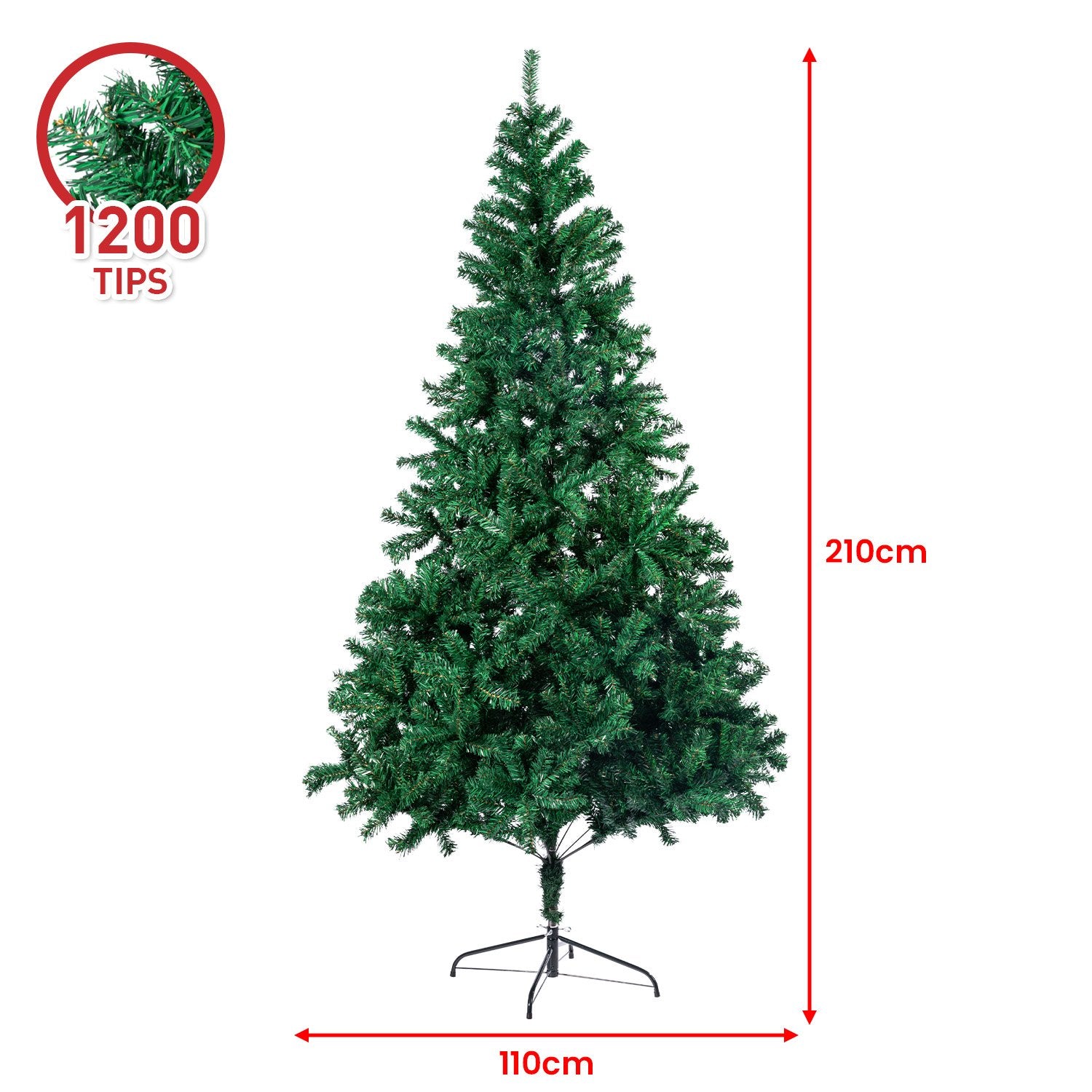 Christabelle Green Christmas Tree 2.1m Xmas Decor Decorations -1200 Tips - SILBERSHELL