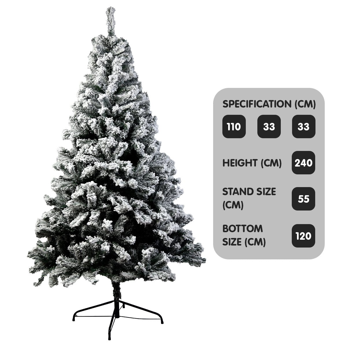Christabelle Snow-Tipped Artificial Christmas Tree 2.4m 1500 Tips - SILBERSHELL