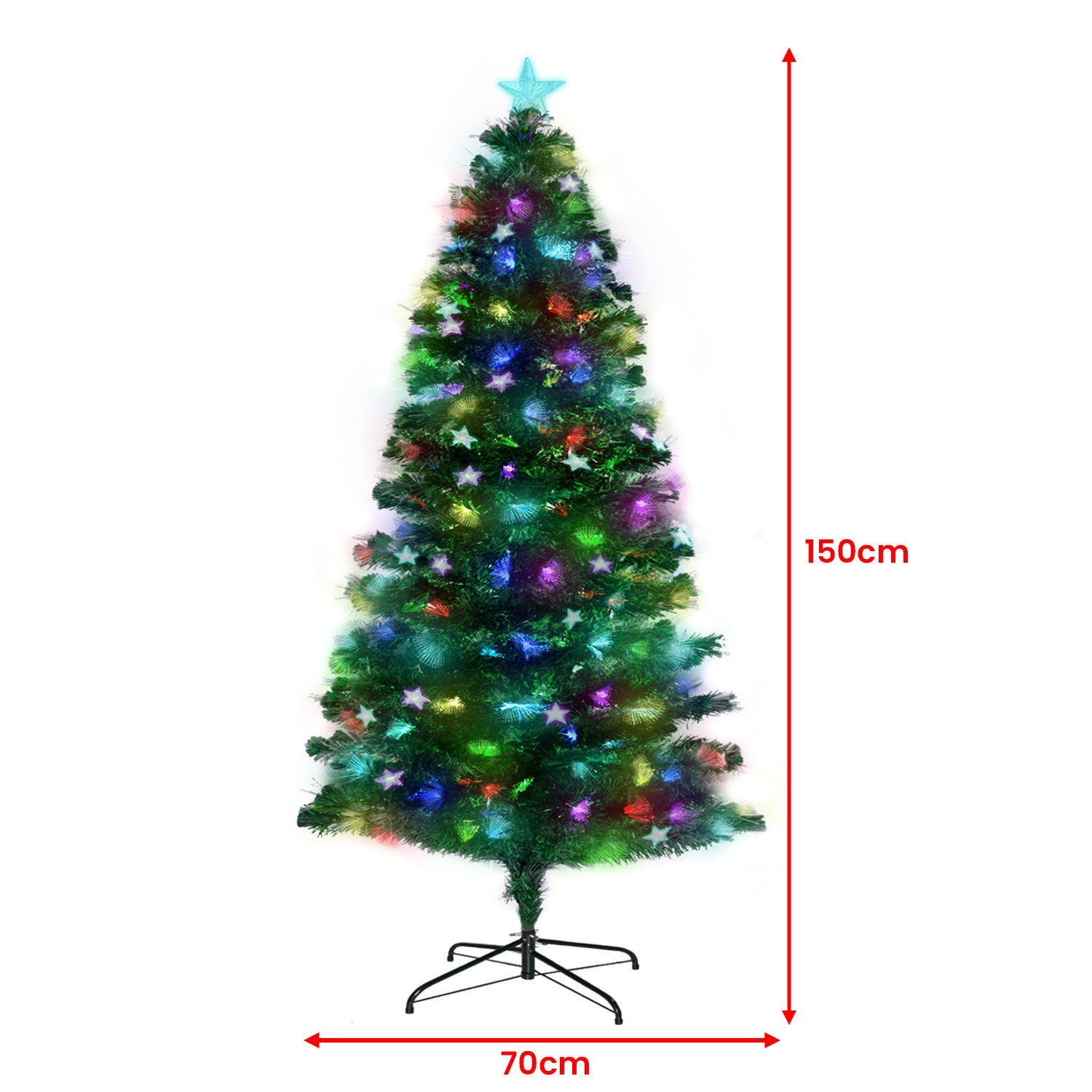 Christabelle 1.5m Enchanted Pre Lit Fibre Optic Christmas Tree Stars Xmas Decor - SILBERSHELL