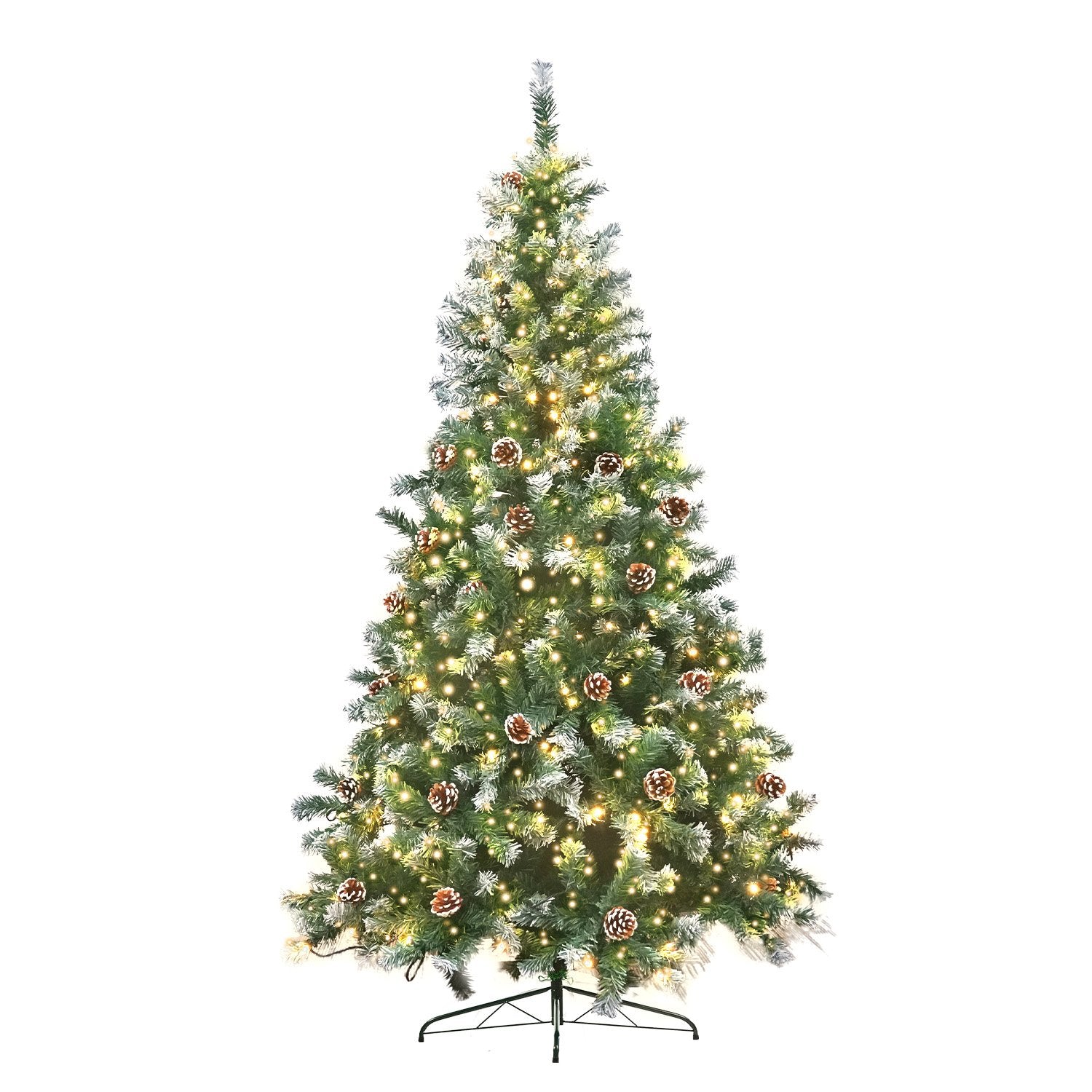 Christabelle 2.4m Pre Lit LED Christmas Tree Decor with Pine Cones Xmas Decorations - SILBERSHELL