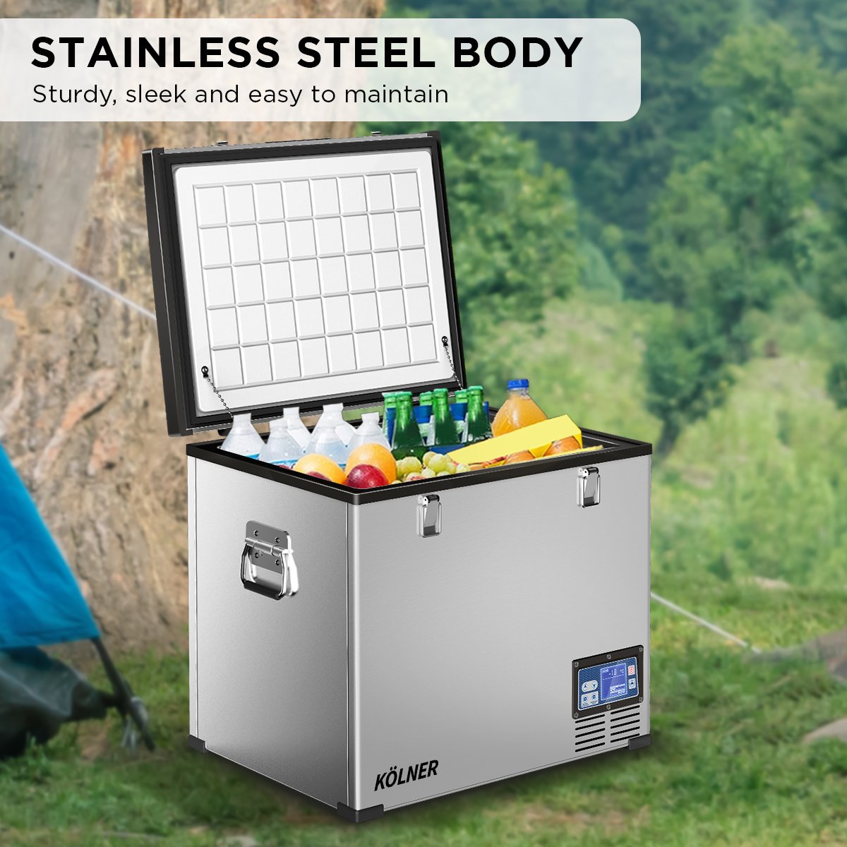 Kolner 75l Portable Fridge Chest Freezer With Lcd Panel - Rv Vehicle Camping Refrigerator - SILBERSHELL