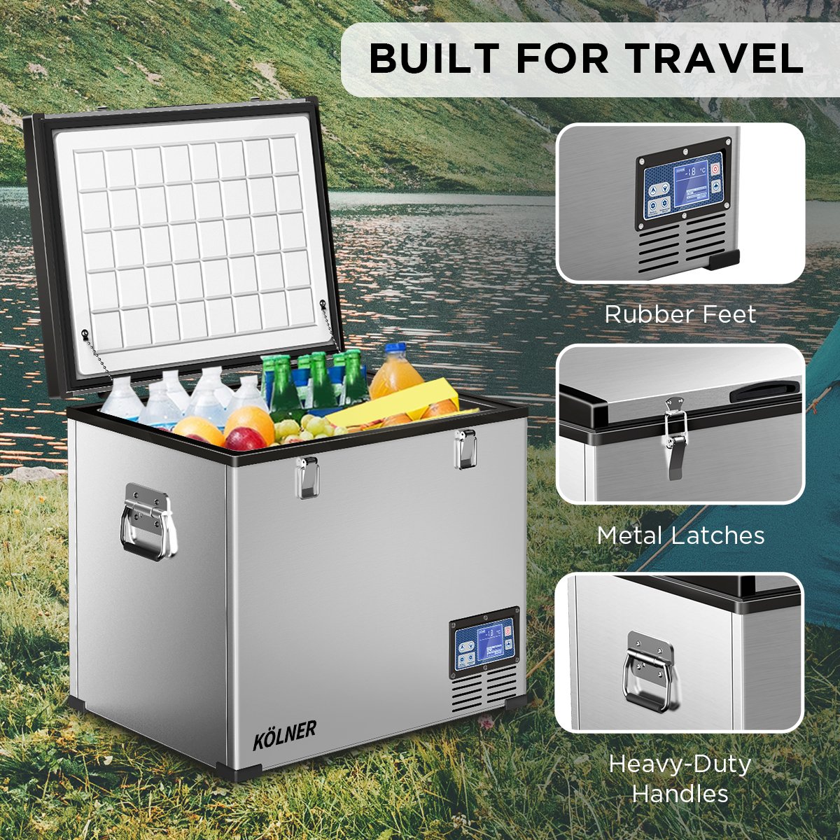 Kolner 75l Portable Fridge Chest Freezer With Lcd Panel - Rv Vehicle Camping Refrigerator - SILBERSHELL