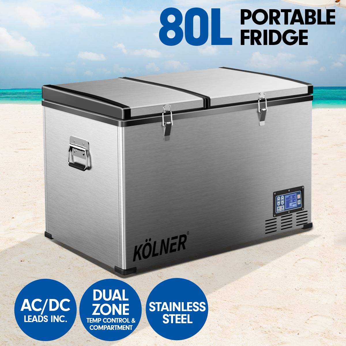 Kolner 80l Portable Fridge Cooler Freezer Camping Car Travel Refrigerator - SILBERSHELL