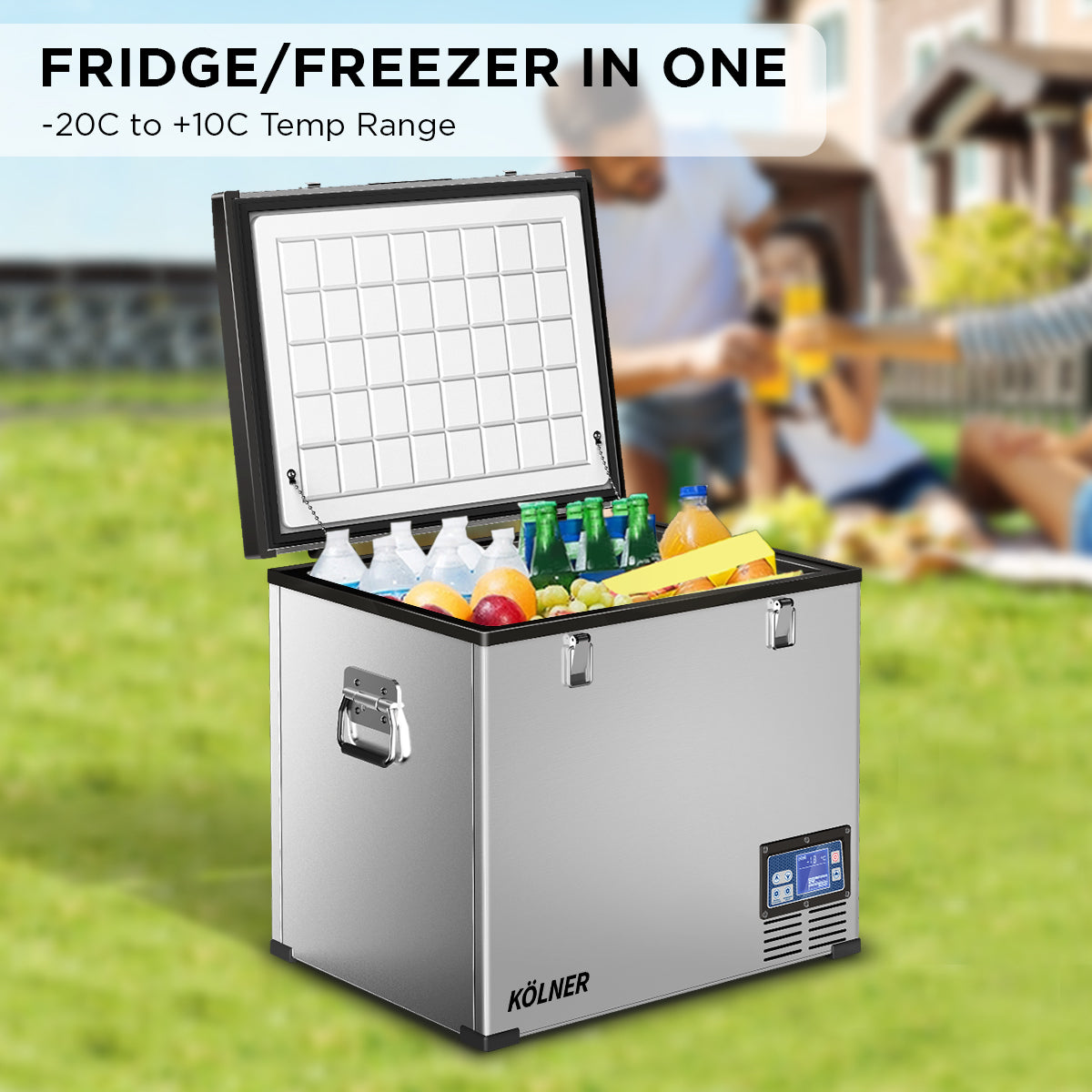 Kolner 95l Portable Fridge Chest Freezer With Lcd Panel - Rv Vehicle Camping Refrigerator - SILBERSHELL