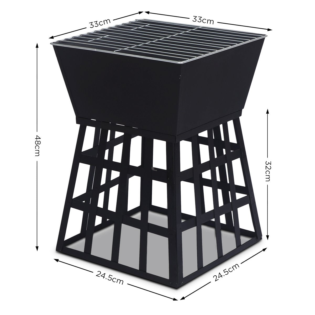 Wallaroo Outdoor Fire Pit for BBQ, Grilling, Cooking, Camping- Portable Brazier with Reversible Stand for Backyard - SILBERSHELL