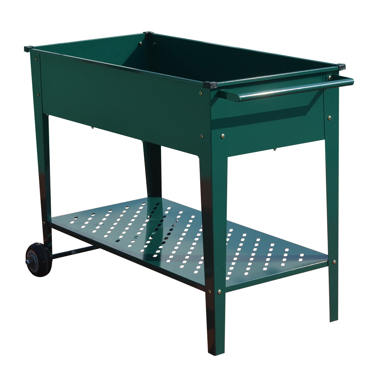 Wallaroo Garden Bed Cart Raised Planter Box 108.5 x 50.5 x 80cm Galvanized Steel - Green - SILBERSHELL